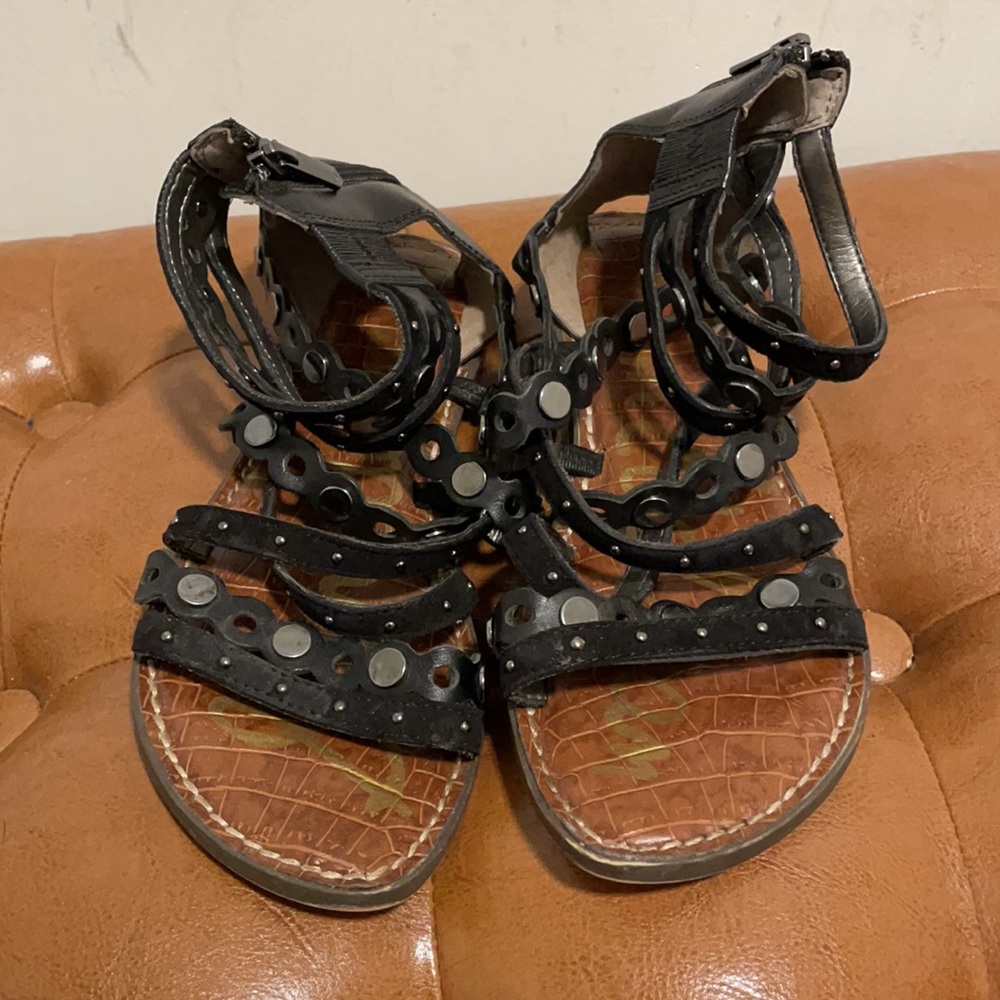 Sam Edelman Black Leather Gladiator Sandal, Sz 6.5
